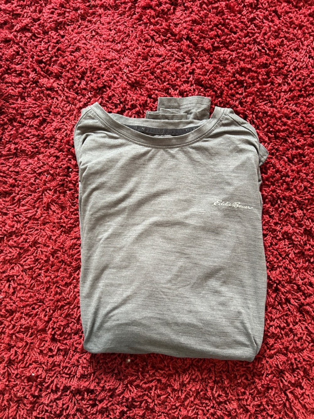 Eddie Bauer Gray Long Sleeve Crew Tee with Script Logo